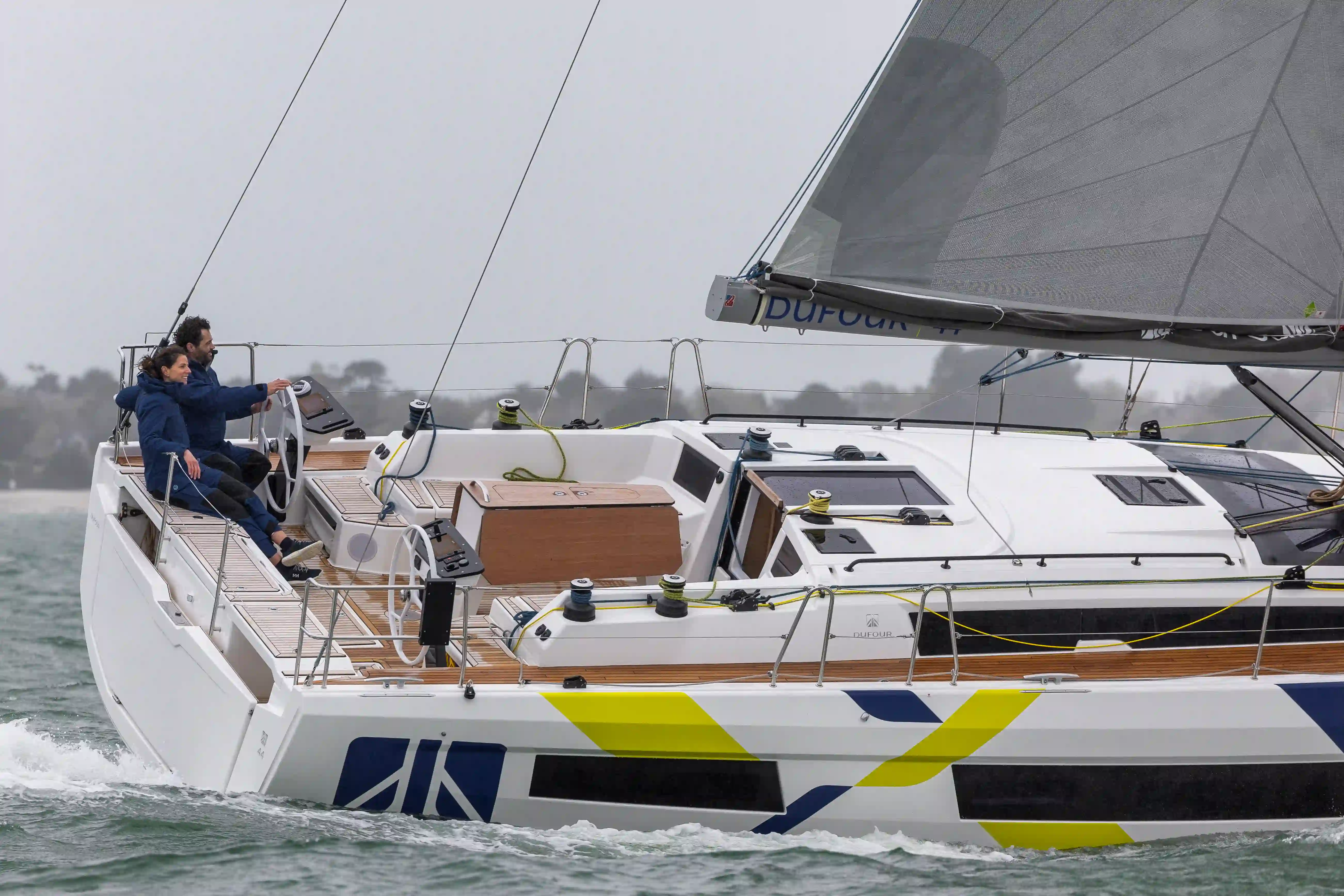 Dufour 44 Hybrid sailing yacht cockpit equipped with Joool electric propulsion system